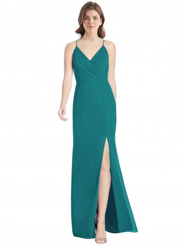 Criss Cross Back Sleeveless Spaghetti Straps Mermaid Soft Chiffon Bridesmaid Dress Worcester