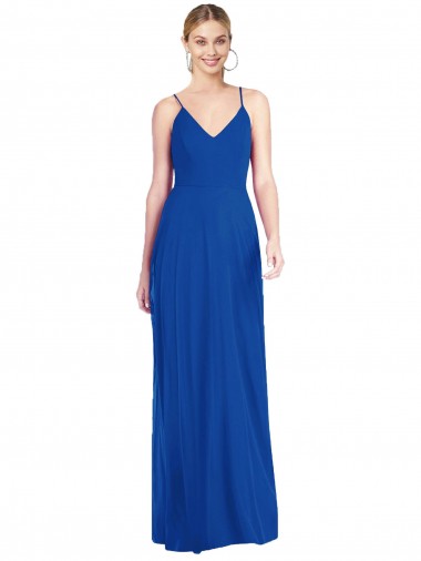 Criss Cross Back Sleeveless Spaghetti Straps A-Line Soft Chiffon Formal Dress / Bridesmaid Dress Worcester