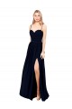 Dark Navy Sleeveless Spaghetti Straps A-Line Soft Chiffon Formal Evening Gown / Bridesmaid Dress Worcester