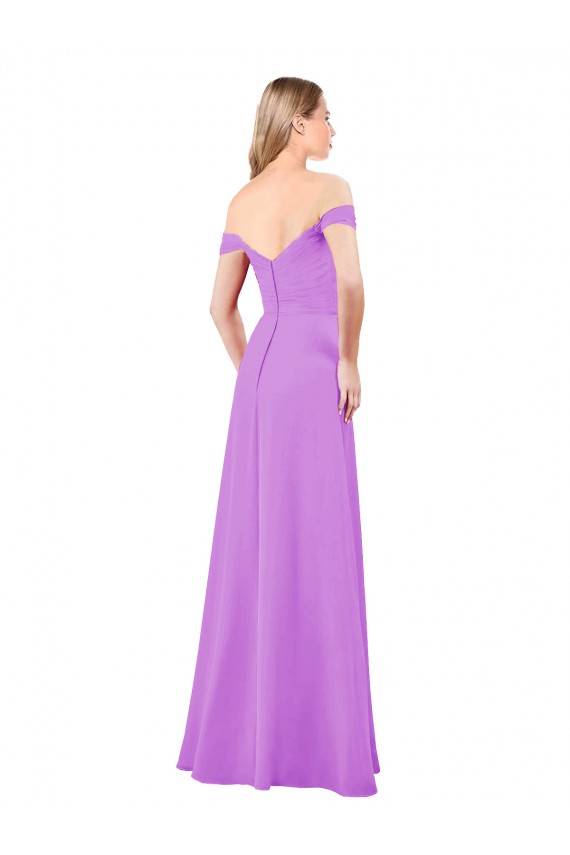 Violet Sleeveless Off the Shoulder A-Line Soft Chiffon Bridesmaid Dress Worcester