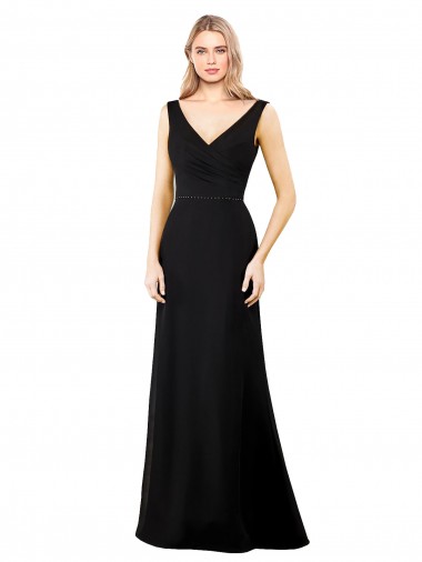 V-Back Sleeveless V-Neck A-Line Soft Chiffon Prom Dress / Bridesmaid Dress Worcester