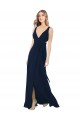 Dark Navy Sleeveless V-Neck A-Line Chiffon Bridesmaid Dress / Evening Dress Worcester