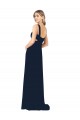Dark Navy Sleeveless V-Neck A-Line Chiffon Bridesmaid Dress / Evening Dress Worcester