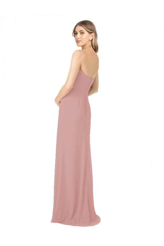 Dusty Pink Sleeveless Strapless Sheath Soft Chiffon Bridesmaid Dress Worcester