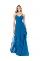 Peacock Blue Sleeveless Spaghetti Straps A-Line Soft Chiffon Bridesmaid Dress Worcester