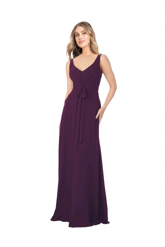 Grape Sleeveless V-Neck A-Line Chiffon Bridesmaid Dress Worcester