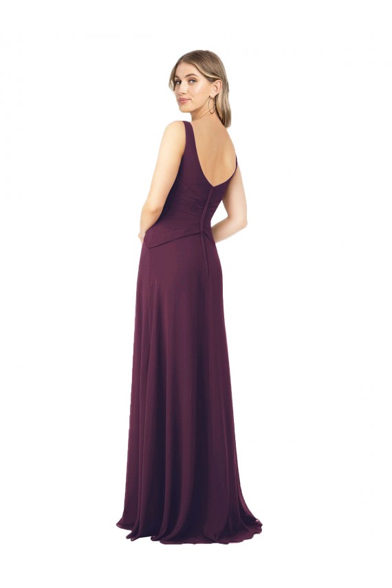 Grape Sleeveless V-Neck A-Line Chiffon Bridesmaid Dress Worcester