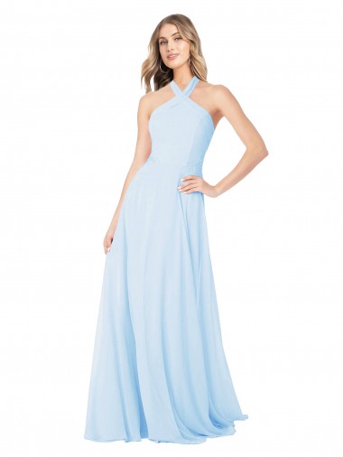 Sleeveless Halter Neck A-Line Chiffon Bridesmaid Dress / Evening Gowns Worcester