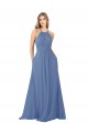 Open Back Sleeveless High Neck A-Line Soft Chiffon Bridesmaid Dress Worcester