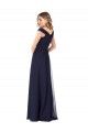 Dark Navy Sleeveless Off the Shoulder A-Line Soft Chiffon Evening Dress / Bridesmaid Dress Worcester