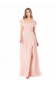 Cap Sleeves Square Neck A-Line Soft Chiffon Formal Dress / Bridesmaid Dress Worcester