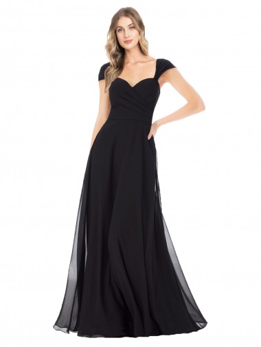 Cap Sleeves Sweetheart A-Line Soft Chiffon Bridesmaid Dress Worcester