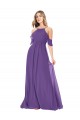 Plum Purple Cold Shoulder Off the Shoulder A-Line Soft Chiffon Bridesmaid Dress Worcester