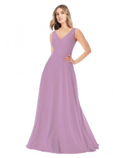Sleeveless V-Neck A-Line Soft Chiffon Bridal Party Dress Worcester