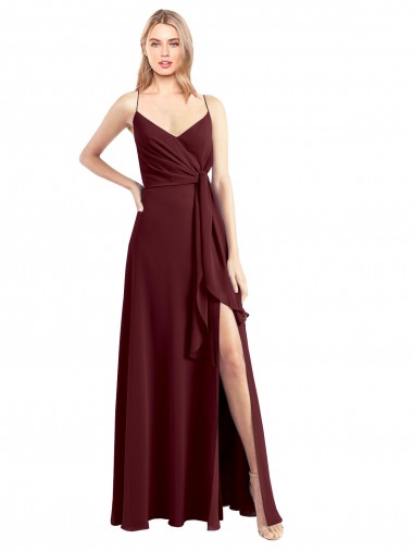 Low Back Sleeveless Spaghetti Straps A-Line Chiffon Bridesmaid Dress Worcester