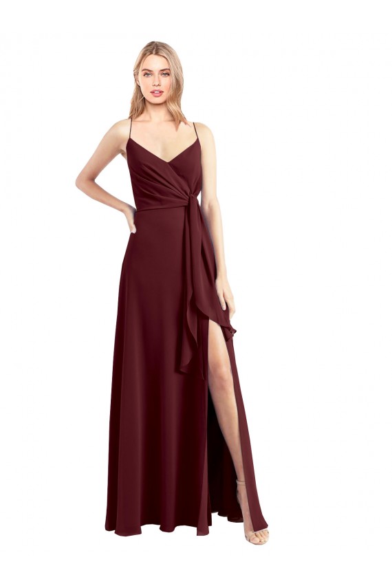Low Back Sleeveless Spaghetti Straps A-Line Chiffon Bridesmaid Dress Worcester