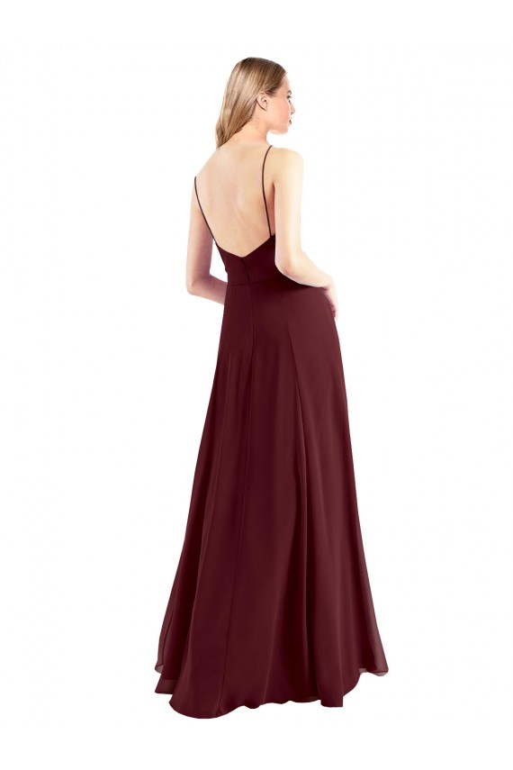 Low Back Sleeveless Spaghetti Straps A-Line Chiffon Bridesmaid Dress Worcester