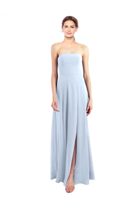 Light Sky Blue Sleeveless Strapless A-Line Soft Chiffon Bridesmaid Dress Worcester