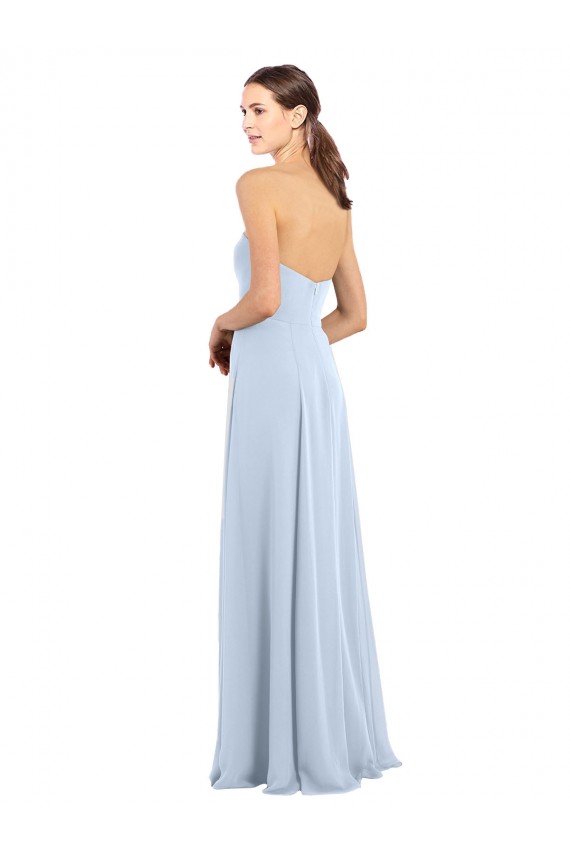 Light Sky Blue Sleeveless Strapless A-Line Soft Chiffon Bridesmaid Dress Worcester
