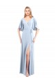 V-Back Light Sky Blue Flutter Sleeves V-Neck A-Line Chiffon Bridesmaid Dress / Evening Dress Worcester