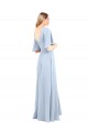 V-Back Light Sky Blue Flutter Sleeves V-Neck A-Line Chiffon Bridesmaid Dress / Evening Dress Worcester