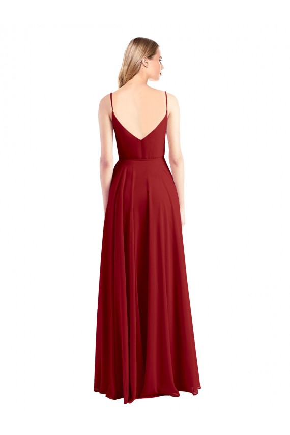 V-Back Sleeveless Spaghetti Straps A-Line Luxe Chiffon Bridesmaid Dress Worcester