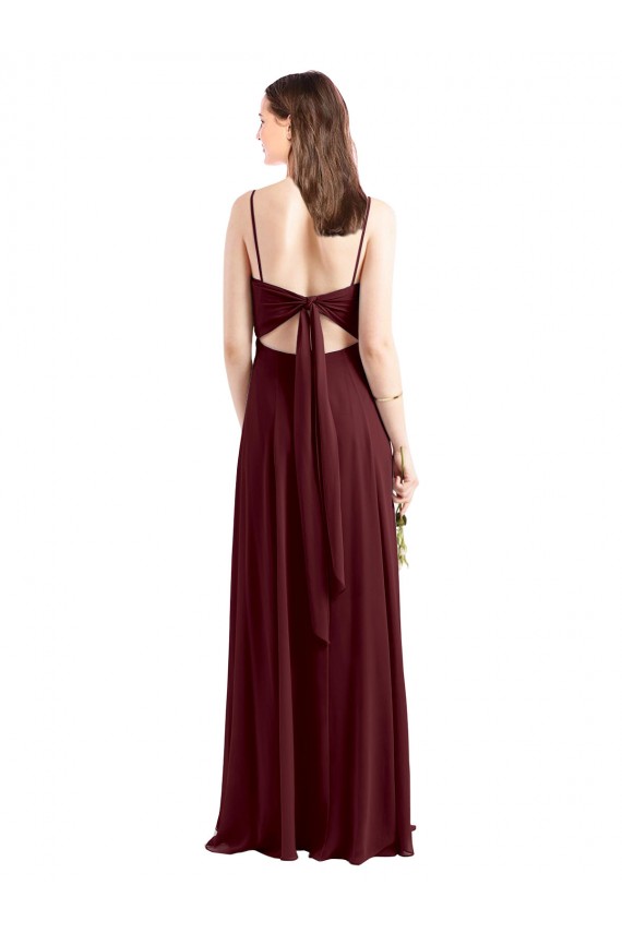 Burgundy Gold Sleeveless Spaghetti Straps A-Line Chiffon Bridesmaid Dress / Evening Dress Worcester