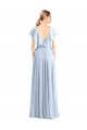 V-Back Royal Blue Flutter Sleeves V-Neck A-Line Soft Chiffon Bridesmaid Dress Worcester