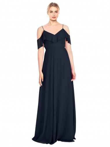 V-Back Sleeveless Off the Shoulder A-Line Lxue Chiffon Bridesmaid Dress Worcester