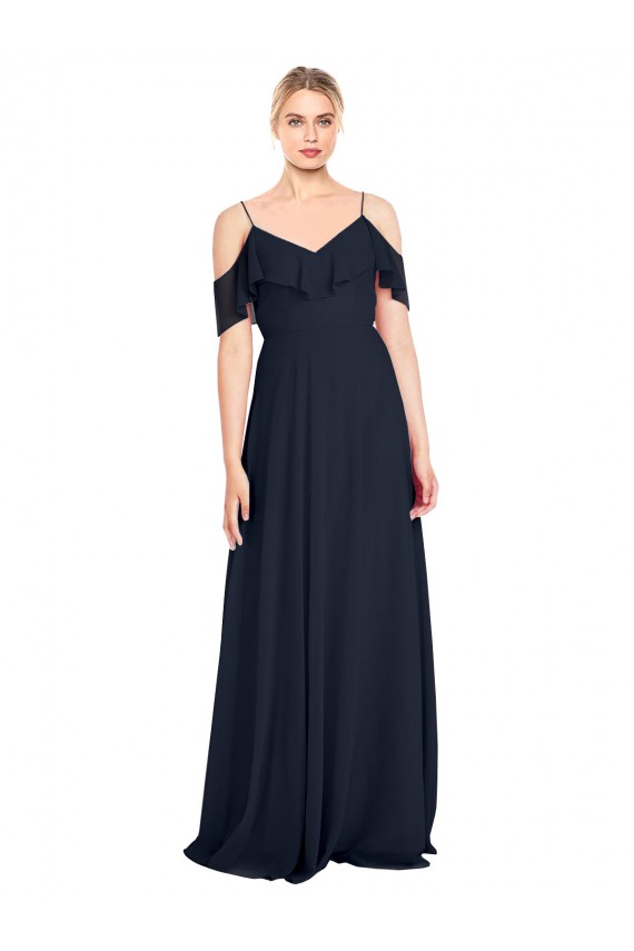 V-Back Sleeveless Off the Shoulder A-Line Lxue Chiffon Bridesmaid Dress Worcester