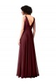 V-Back Burgundy Gold Sleeveless Cowl Neck A-Line Soft Chiffon Bridesmaid Dress Worcester