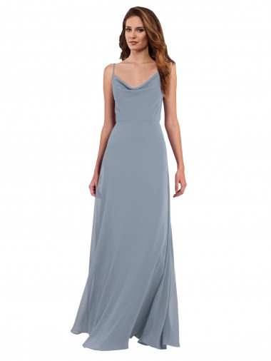 V-Back Sleeveless Cowl Neck A-Line Soft Chiffon Formal Dress / Bridesmaid Dress Worcester