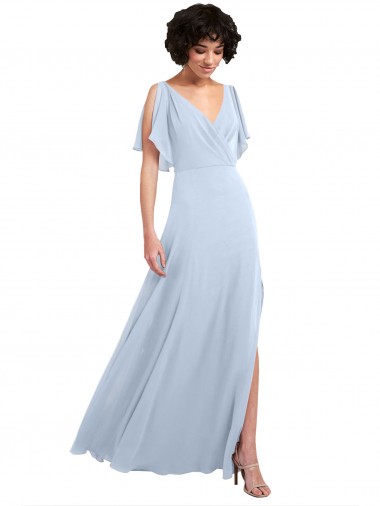 V-Back Split Sleeves V-Neck A-Line Soft Chiffon Bridesmaid Dresses Worcester