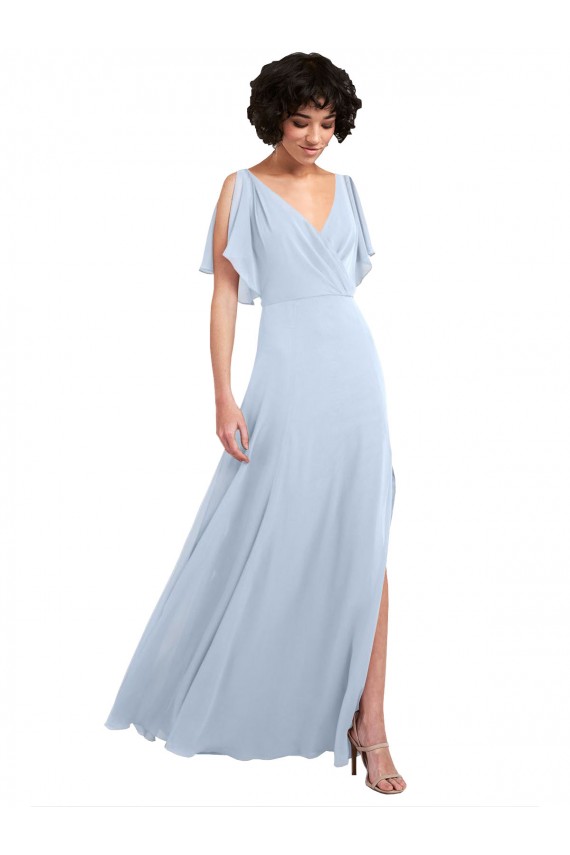 V-Back Split Sleeves V-Neck A-Line Soft Chiffon Bridesmaid Dresses Worcester