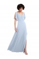 V-Back Split Sleeves V-Neck A-Line Soft Chiffon Bridesmaid Dresses Worcester
