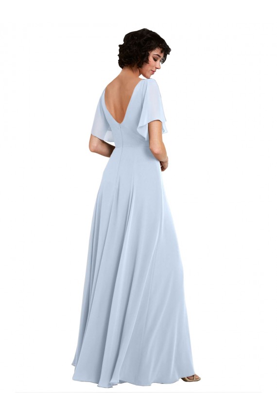 V-Back Split Sleeves V-Neck A-Line Soft Chiffon Bridesmaid Dresses Worcester