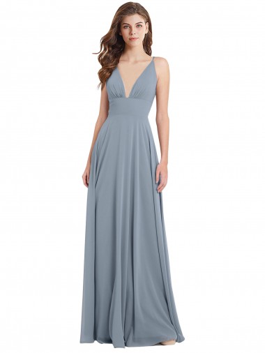 V-Back Sleeveless V-Neck A-Line Chiffon Bridesmaid Dress / Evening Gowns Worcester