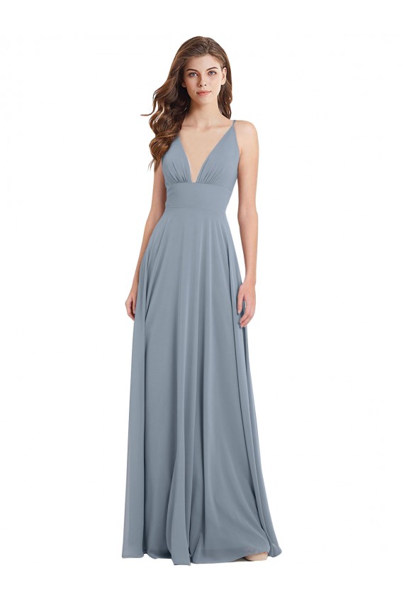 V-Back Sleeveless V-Neck A-Line Chiffon Bridesmaid Dress / Evening Gowns Worcester