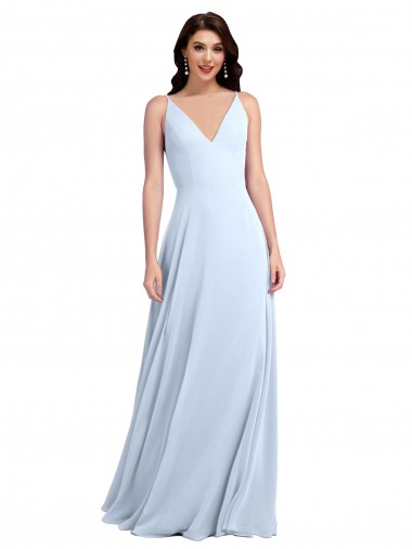 Keyhole Back Sleeveless V-Neck A-Line Soft Chiffon Evening Dress / Bridesmaid Dress Worcester