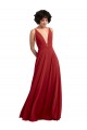 V-Back Red Sleeveless V-Neck A-Line Lxue Chiffon Bridesmaid Dress Worcester