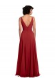 V-Back Red Sleeveless V-Neck A-Line Lxue Chiffon Bridesmaid Dress Worcester