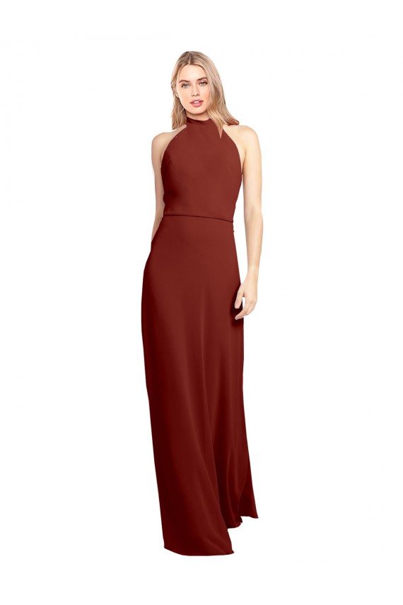 Open Back Sleeveless Halter Neck A-Line Soft Chiffon Prom Dress / Bridesmaid Dress Worcester