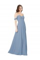 Low Back Dusty Blue Sleeveless Sweetheart A-Line Chiffon Wedding Party Dress Worcester