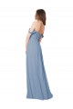 Low Back Dusty Blue Sleeveless Sweetheart A-Line Chiffon Wedding Party Dress Worcester