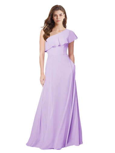 Lilac Sleeveless One Shoulder A-Line Soft Chiffon Bridesmaid Dress Worcester