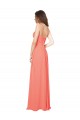Open Back Coral Sleeveless Spaghetti Straps A-Line Soft Chiffon Bridesmaid Dress Worcester