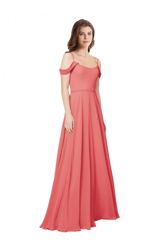 Low Back Desert Rose Sleeveless Off the Shoulder A-Line Soft Chiffon Bridesmaid Dress Worcester