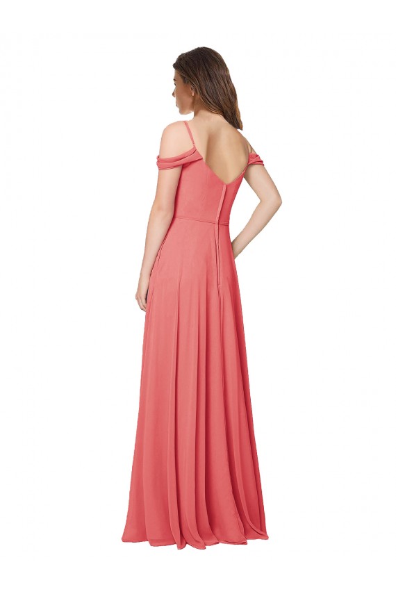 Low Back Desert Rose Sleeveless Off the Shoulder A-Line Soft Chiffon Bridesmaid Dress Worcester