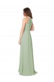 Keyhole Back Smoke Green Sleeveless Halter Neck A-Line Soft Chiffon Bridesmaid Dress Worcester