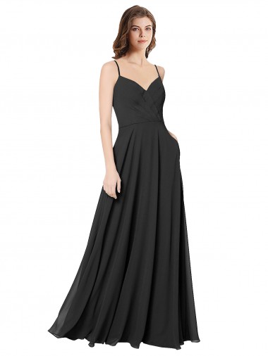 Open Back Black Sleeveless Sweetheart A-Line Chiffon Formal Dress / Bridesmaid Dress Worcester